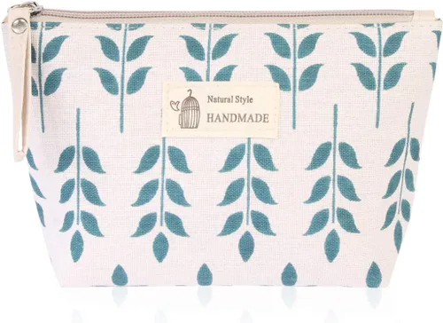 Vista 8 de RIAH FASHION Bolsa portátil de viaje para maquillaje cosmético, organizador de artículos de tocador, bolso de pulsera, floral, a cuadros, corcho
