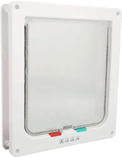 Vista 4 de Cat Flap Door Universal Interior Pet Door Controllable Access Windproof Noise Reduction Brush Bar Design for Cats and Dogs ABS Plastic 28 x 25 x 5