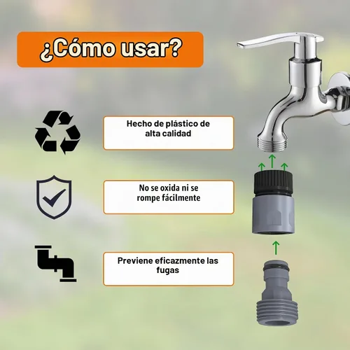 Vista 4 de LIULO TOOL 8 juegos de conectores rápidos para manguera de jardín, accesorios de manguera de agua de plástico de 3/4 pulgadas, conectores macho