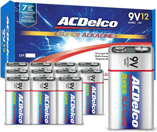 Vista 9 de ACDelco 8 baterías de 9 V, batería súper alcalina de máxima potencia para el hogar y la oficina, 7 años de vida útil, embalaje resellable