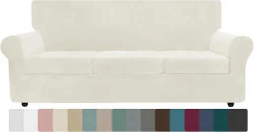 Vista 38 de ZNSAYOTX Fundas elásticas para silla de terciopelo de lujo con brazo, 2 piezas, para sala de estar, funda gruesa y suave, antideslizante, protector