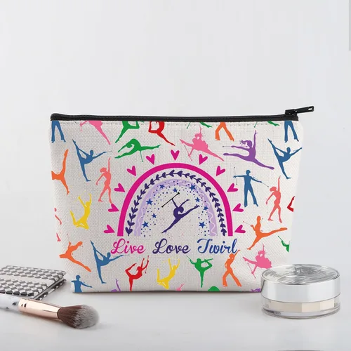 Vista 3 de WSNANG Baton Twirler Bolsa de cosméticos Live Love Twirler Bolsa de maquillaje Twirler Regalo para mamá Regalo de Baton Girando Regalo Gimnasta