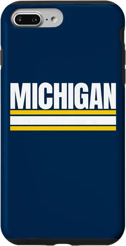 Vista 12 de Michigan - Carcasa para iPhone 17, diseño tradicional de líneas de rayas amarillas/blancas
