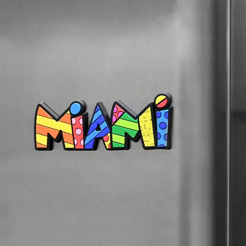 Vista 3 de BRITTO Romero - Imán decorativo de goma multiusos (tamaño grande), diseño de Miami (palabra)