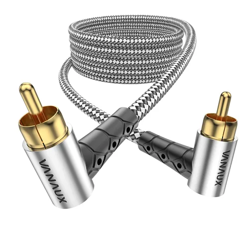Vista 11 de VANAUX Cable de graves de 90 grados, cable de audio RCA a RCA premium, (conectores chapados en oro) ideal para espacios reducidos, cine en casa