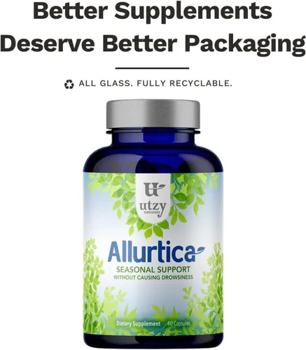 Vista 9 de Utzy Naturals Allurtica Suplemento de apoyo respiratorio y sinusal con quercetina y ortiga Soporte estacional para adultos y niños No