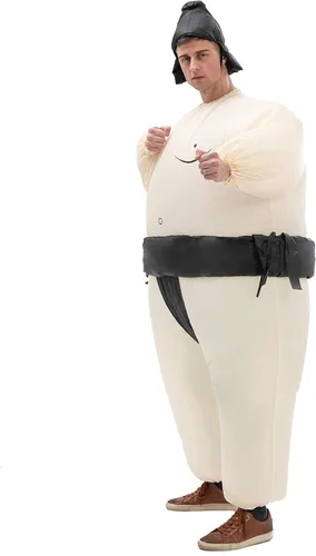 Vista 2 de IRETG Trajes inflables de lucha libre de sumo para adultos y niños 49-59 pies divertido disfraz de luchador de sumo para Halloween