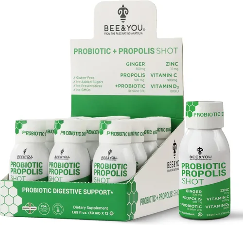 Vista 9 de Bee and You Kids Propolis Immune Night Time Shot - Probiótico, melisa, cereza ácida, apoyo para dormir, apoyo inmunológico, salud intestinal, 1.69