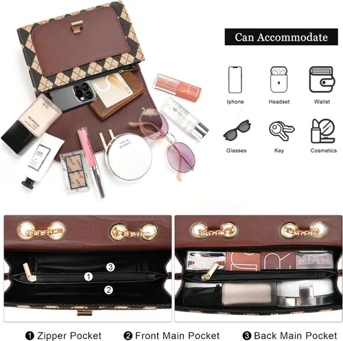 Vista 2 de UTOTEBAG Bolsos cruzados para mujer, bolso pequeño de piel sintética, bolso de hombro de moda, bolso de noche con correa de cadena