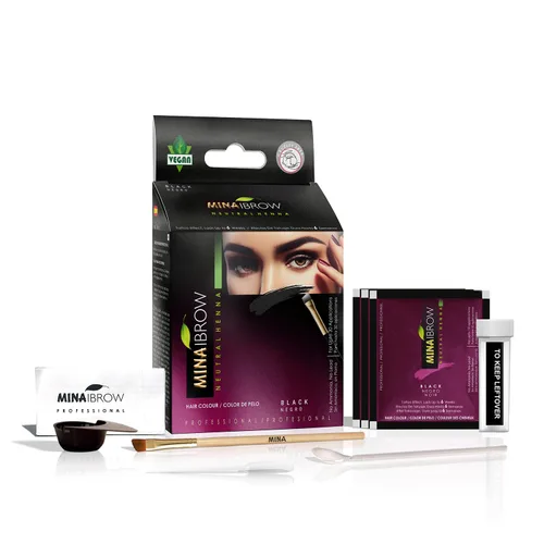 Vista 15 de Polvo de tinte para cejas natural marrón medio de MinaiBrow Kit de tinte instantáneo a prueba de manchas con cepillo doble biselado Marrón medio +