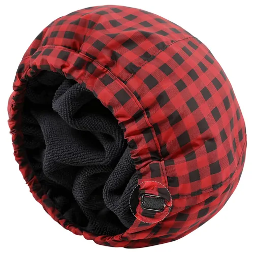 Vista 9 de Gorro de ducha para hombre, gorro de baño negro, reversible, con forro de rizo, grande, impermeable, ajustable, banda elástica, dobladillo elástico