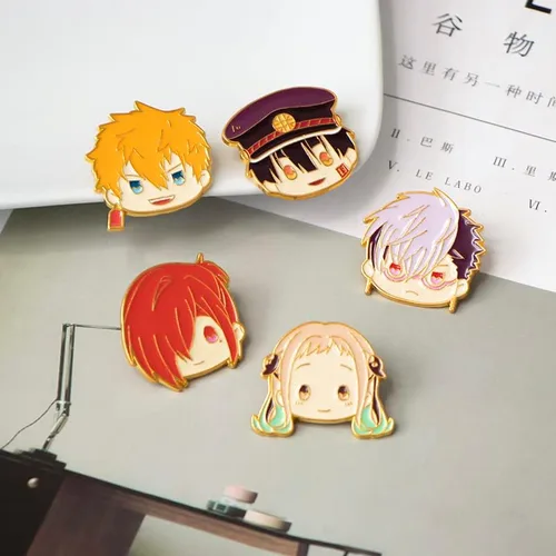 Vista 3 de Hanako-kun Broche Anime Aseo Hanako kun Yashiro Nene Coaplay Pins Jewerly, Acero aleado, No es una piedra preciosa