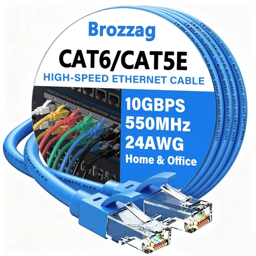 Vista 14 de Cable Ethernet de 20 pies para Cat6/Cat5E, 10 Gbps compatible con Cat8/Cat7, cable de red 24AWG para interiores y exteriores, entierro directo Negro