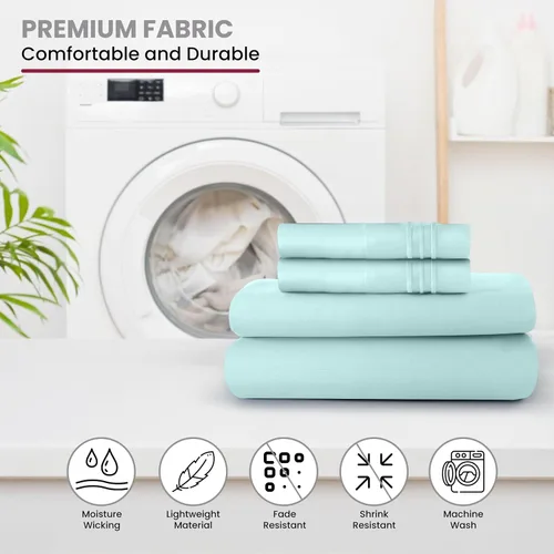 Vista 300 de LUX Décor - Juego de sábanas Twin de microfibra ultrasuave de 3 piezas con sábana encimera, sábana bajera de 16 pulgadas de profundidad y funda