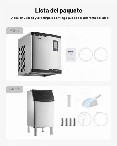 Vista 7 de VEVOR Máquina comercial para hacer hielo, máquina de hacer hielo de 300 libras/24 horas, máquina de hielo con contenedor de almacenamiento de acero
