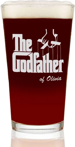Vista 9 de The Godfather Don - Vaso de pinta grabado con texto personalizado, con licencia oficial, calidad premium, cristalería artesanal, vaso de cerveza