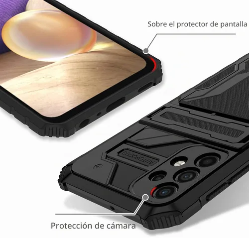 Vista 5 de Asuwish Funda de teléfono para Samsung Galaxy A32 5G 2021 de 6.5 pulgadas con protector de pantalla de vidrio templado y tarjetero con soporte