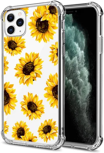 Vista 80 de Funda transparente de girasol compatible con iPhone SE 2022 SE 2020 7 8, funda trasera floral para niñas y mujeres, funda protectora transparente