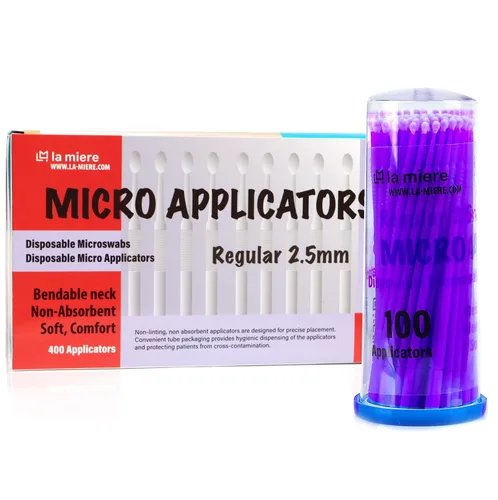 Vista 9 de LA MIERE 400 piezas de cepillos dentales con micro aplicadores finos, microhisopos cilíndricos desechables de 1mm, negros