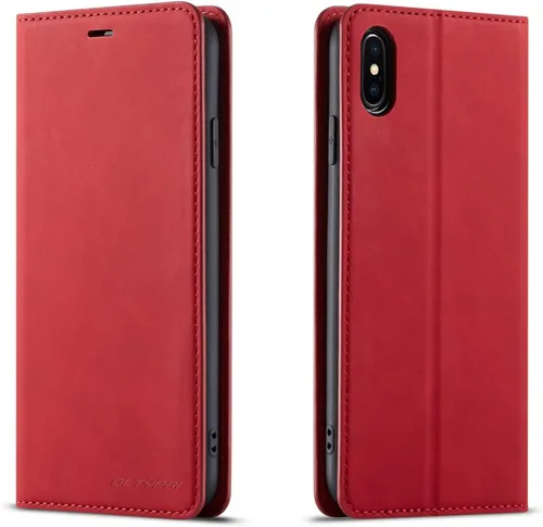 Vista 17 de QLTYPRI Funda tipo cartera para iPhone XR, 3 tarjeteros, color azul