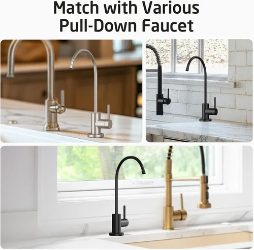 Vista 8 de KES Grifo de agua de ósmosis inversa de acero inoxidable 18/8 sin plomo certificado por NSF para fregadero de cocina, grifo de filtro de agua que se