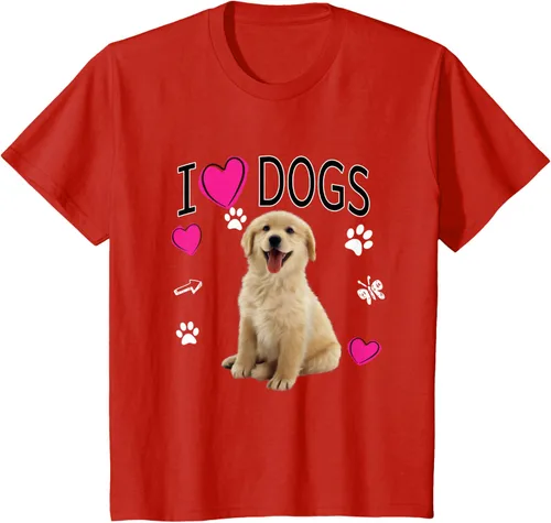 Vista 53 de Camiseta I Love Dogs - Camiseta Golden Labrador retriever, Azul Negro