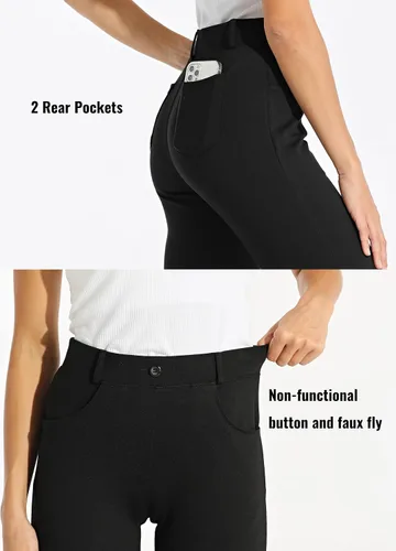 Vista 4 de Willit - Pantalones de vestir de yoga para mujer, 2931 pulgadas, pierna recta, elásticos, para oficina, casual, yoga, trabajo, pantalones