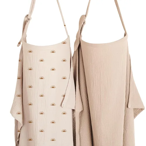 Vista 16 de Konssy 2-Pack de mantas de muselina para lactancia con aro rígido, 100% algodón, cubierta de lactancia ligera y transpirable, ajustable y cómoda