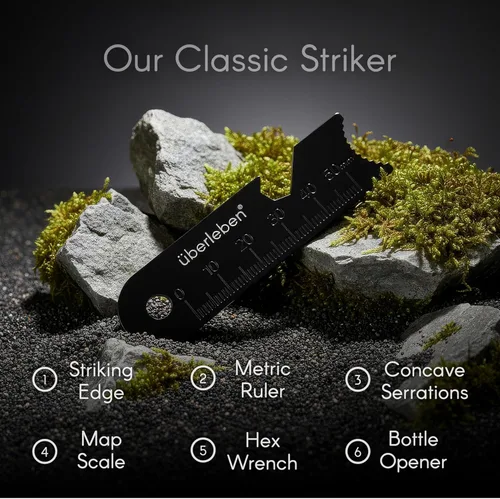 Vista 4 de überleben Kräftig PRO Ferro Rod Fire Starter Survival Tool – Up to 20,000 Strikes, 1/2" Thick Fire Steel with Hardwood Handle, Multi-Tool Striker