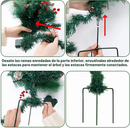 Vista 4 de GUOOU - Juego de 2 jarrones de árbol de Navidad para camino, árboles de Navidad artificiales iluminados mini con luces, decoraciones de Navidad al