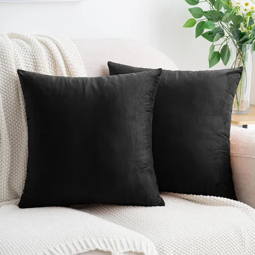 Vista 10 de HWY 50 fundas de almohada decorativas de terciopelo sólido para sofá, sala de estar. Ambar