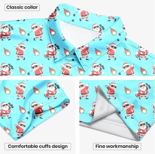 Vista 59 de Camisa de golf de los años 80 para hombre, ajuste seco, manga corta, estampada, divertidas, camisas de golf de los años 90 para hombre