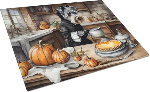 Vista 104 de Caroline's Treasures DAC1720LCB Affenpinscher - Tabla de cortar de vidrio con calabazas para cocina de otoño, grande, decorativa, de vidrio