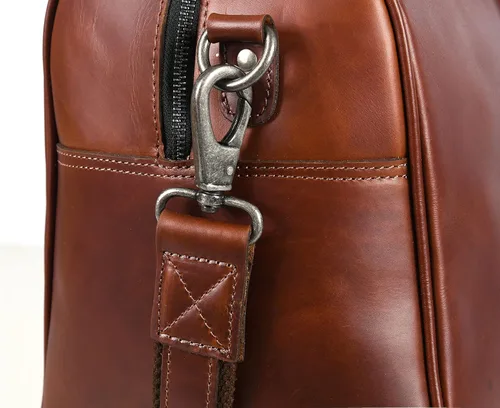 Vista 6 de Aaron Leather Goods - Bolsas de viaje de cuero para hombres y mujeres, de cuero de grano completo, para el fin de semana, para deportes y gimnasio
