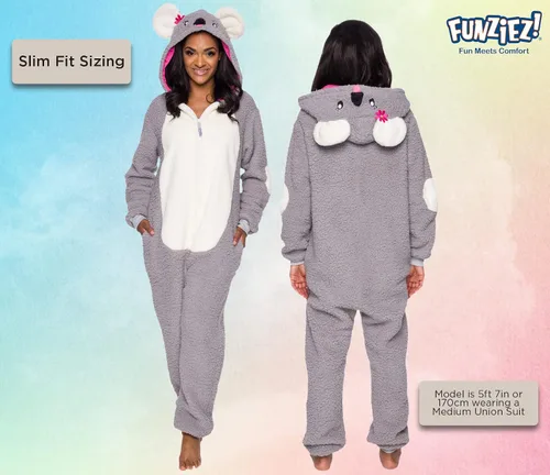 Vista 3 de FUNZIEZ! - Mameluco para adultos, disfraz de animal de Halloween, traje de cosplay de felpa de una pieza, para mujeres y hombres