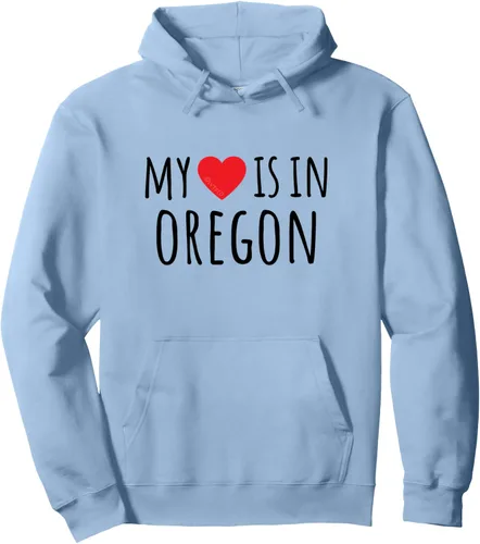 Vista 4 de My Heart is in OREGON - Sudadera con capucha de estado estadounidense, Gris