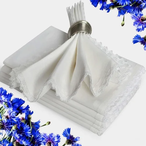 Vista 49 de Bedding Craft Juego de 12 Servilletas de Tela para Cena – 18x18 Azul Aéreo con Aspecto de Lino y Dobladillo Decorativo – Suaves, Lavables a Máquina