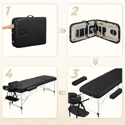 Vista 5 de Yaheetech Mesa de masaje plegable portátil Cama de tatuaje ajustable para Negro