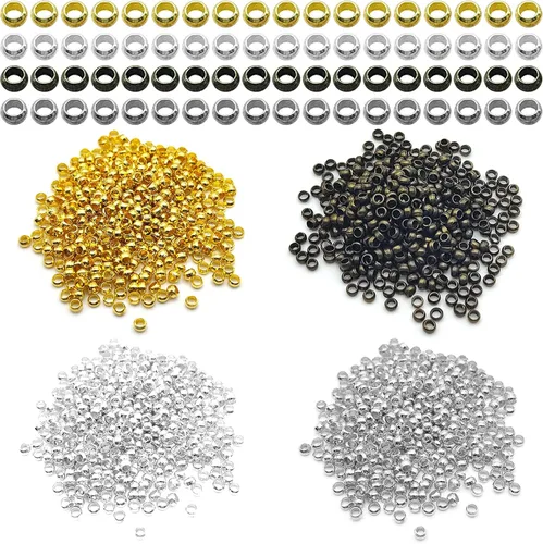Vista 13 de 1000 cuentas espaciadoras redondas planas para manualidades, cuentas de disco de 5 colores para hacer joyas, pulseras, collares, aretes y 1000pcs; 5