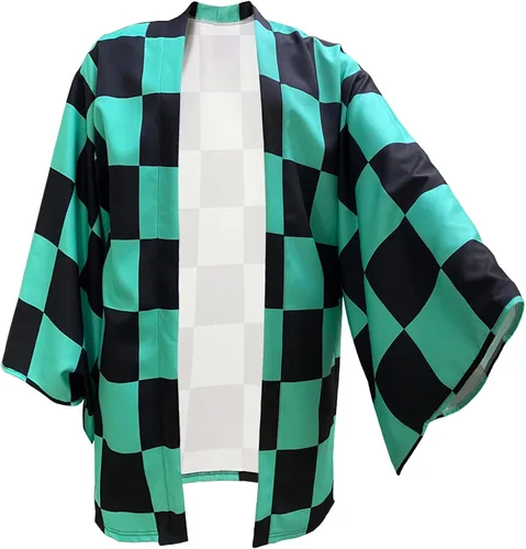 Vista 3 de TUMUSKER Kamado Tanjirou Costume Cosplay Kimono Cloak Cape Halloween Outfit for Adults Kids Children Cloak only