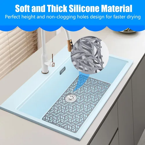 Vista 4 de Protectores de fregadero de silicona - 2 piezas, 28.25"x15.25", protectores inferiores para fregaderos de acero inoxidable y porcelana