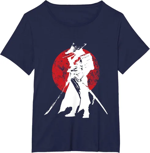Vista 29 de Vintage Japanese Samurai Retro Bushido Warrior Japan Sword T-Shirt Asphalt Grey
