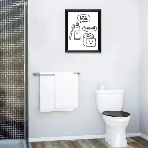 Vista 3 de Divertidas decoraciones e impresiones de baño, arte de pared, marco de 8 x 10 pulgadas