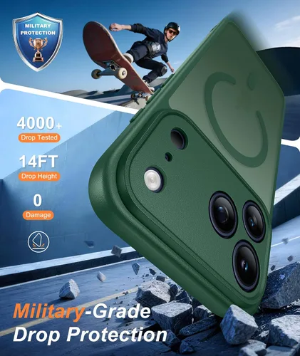 Vista 142 de FNTCASE Funda para iPhone 17 Pro: Fundas delgadas translúcidas de color azul claro compatibles con MagSafe, protección completa de la cámara