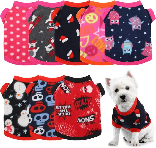 Vista 8 de 8 piezas de suéteres para perro, hembra, niño, ropa de invierno para chihuahua, suéter de cachorro, camisa cálida para cachorros, forro polar