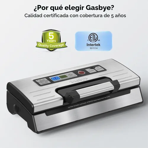 Vista 8 de Gasbye Máquina selladora al vacío de precisión de 95 kPa, doble sellado térmico para alimentos secos/húmedos, mango de fácil bloqueo, almacenamiento