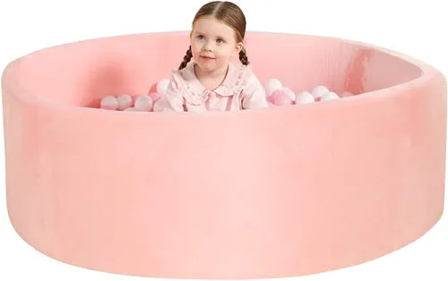 Vista 15 de TRENDBOX Piscina de pelotas de espuma para niños pequeños, 35x11 pulgadas, piscina de bolas suave para bebés con cubierta de terciopelo lavable