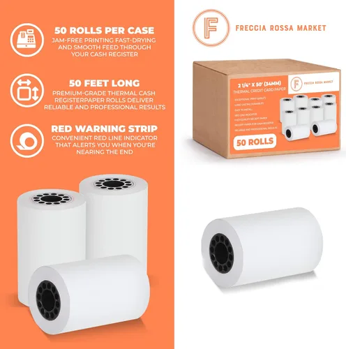 Vista 3 de Papel térmico de 2 1/4 pulgadas x 50 pies (2 rollos), Blanco