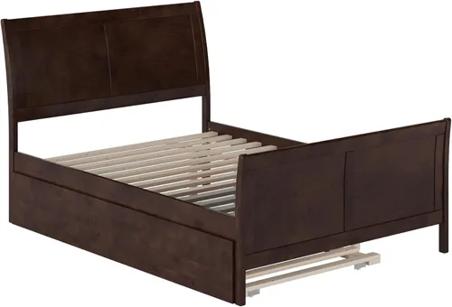 Vista 8 de AFI, Portland - Cama de plataforma matrimonial con estribo a juego con cama nido individual, color espresso