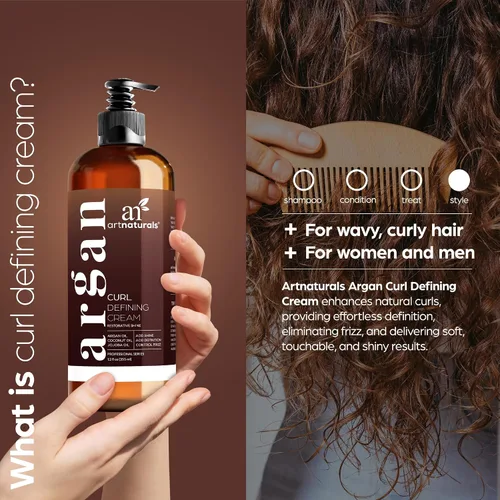 Vista 2 de Artnaturals Crema hidratante y potenciadora para definir rizos, con aceite de almendras, jojoba y argán y control natural del encrespamiento